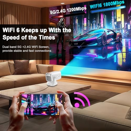 Image of WOOPKER Upgraded HY260 Pro Mini Projector with WiFi and Bluetooth 5.4, Auto Focus /Keystone,Native 1080P Support for 4K,Air Mouse Remote,Android 11,Built in Apps,35 inch-150 inch Screen Video Projector