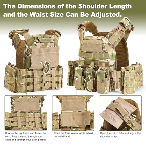 Image of Tactical Vests,Quick Release Camo Vest, Men's 1000D, Lightweight Modular 3D Breathable Vest