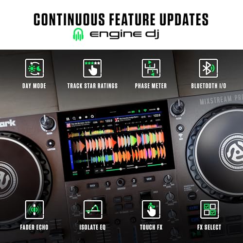 Image of Numark Mixstream Pro Go Portable DJ Controller with Battery, Mixer with Stem Separation, Speakers, WiFi Streaming, Touchscreen, works with Serato DJ