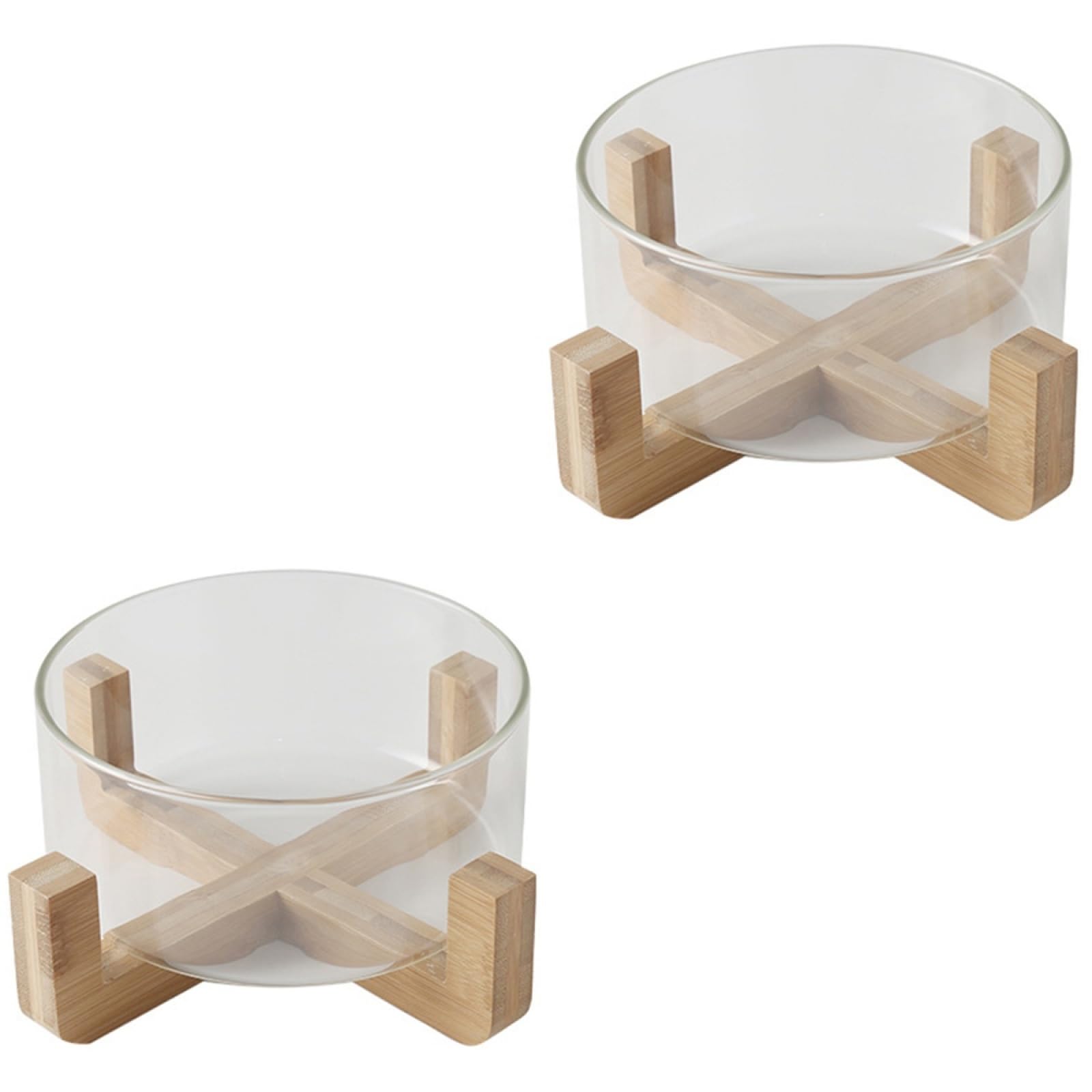BESTonZON 2 Pièces Bol à Salade De Fruits Bol: Verre Avec Support En - Gamelle Chat Chien Gamelle Chat Surélevée Avec Support Et Pieds Verre