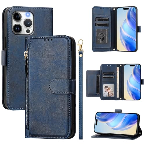Ymyhyuxi Funda de piel con tapa para ZTE Nubia S 5G A403ZT, funda para tarjetas y teléfono, funda de compartimento de almacenamiento de doble capa (azul marino)