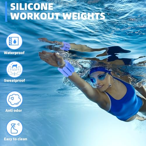 Image of Adjustable Ankle Weights for Women Men,Wrist Weights set for Walking Running,1 Pair (1Lbs Each) Silicone Workout Weights for gym fitness, Jogging,yoga,pilates,strength training,physical therapy