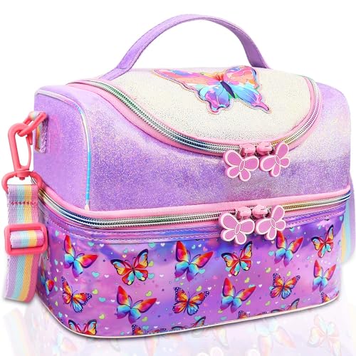 RHCPFOVR Kids Lunch Bag - Double - Decker Cooler Insulated Lunch Box for Boys Girls Women,Washable Lunch Bag with Strap and Reusable Toddler Lunchbox...