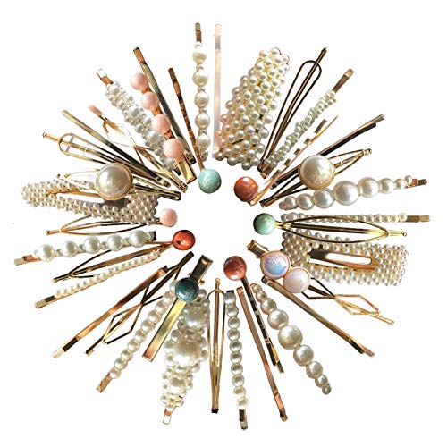 Fashion Hair Accessories for Women and Girls | Huge Selection of 38 Pearl Hair Clips for Women and Hair Accessories for Girls Elegant Gold Pins for Special Occasion | Be Trendy Vintage and Cute