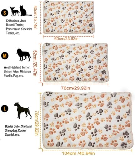 Image of 1 Pack 3 Small Puppy Blankets Super Soft Warm Sleep Mat Fluffy Premium Fleece Pet Blanket Flannel Throw for Dog Puppy Cat - White Paw Print Small(23 inchx15 inch)