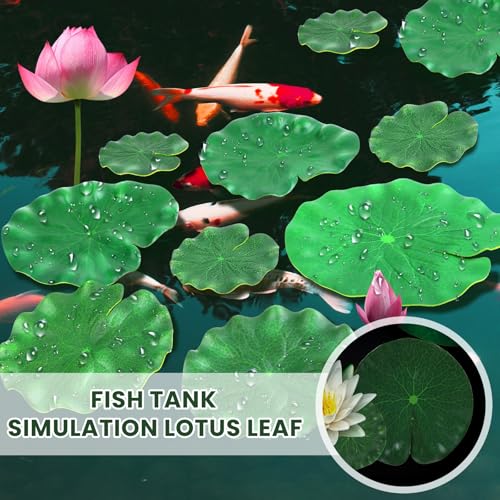 HJZHII 8 Stück Seerosen Künstlich Laub,Künstliche Seerosen Simulierte Lotusblätter Teichpflanzen Künstlich Schwimmende Schaumstoff Ornament Lilien Pads Teichdekoration Seerosenblätter für Terrasse
