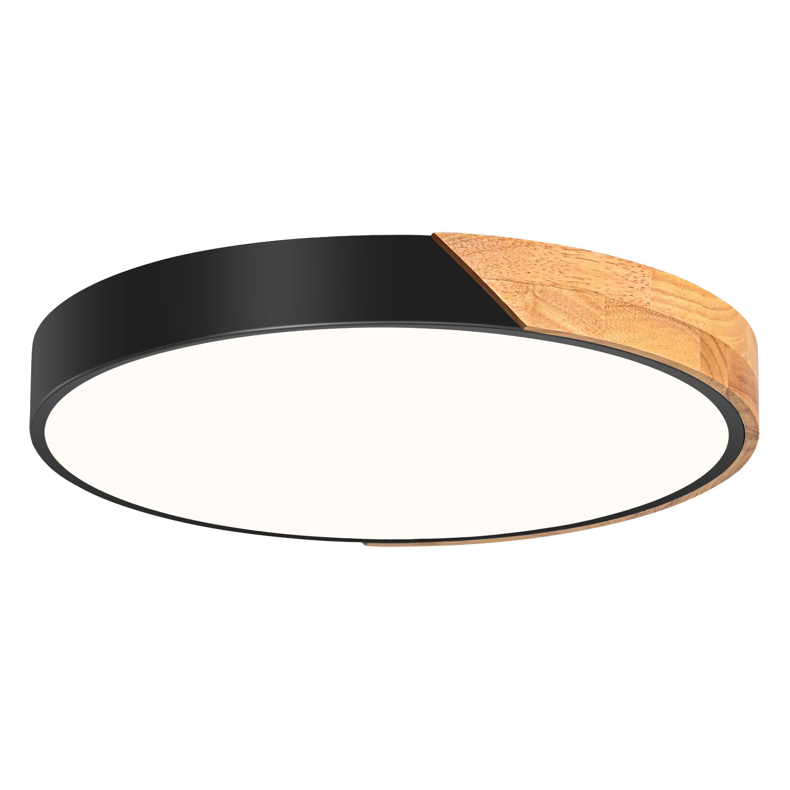 Lampara Techo,Plafon LED Techo Madera Negro,52CM lámpara de techo para Dormitorio Salón Cocina Dormitorio Comedor Oficina Pasillo 4000K 48W