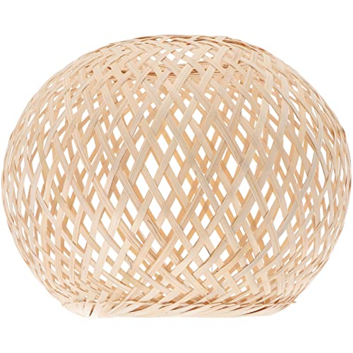LABRIMP Bambus Lampenschirm Geflochtene Deckenlampe Diy Lampenschirm Vintage Hängelampe Warmes Licht Für Wohnzimmer Restaurant Hotel Dekorationslampe
