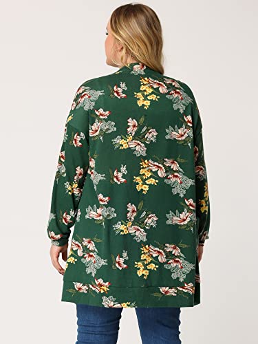 Image of Agnes Orinda Women's Plus Size Lightweight Cardigan Casual Soft Long Sleeve Floral Knit Cardigans with Pockets