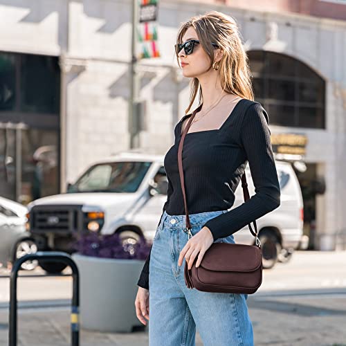 Image of EVVE Small Crossbody Bags for Women Trendy Flap Saddle Purses with Tassel Vegan leather Shoulder bag