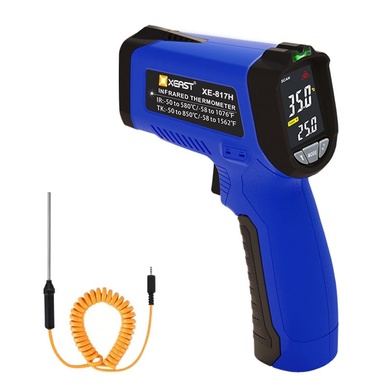 Termometro a infrarossi con sonda K -50°C ~ 580°C Misuratore di temperatura IR Termometro laser digitale senza contatto con funzione di allarme Emissività regolabile