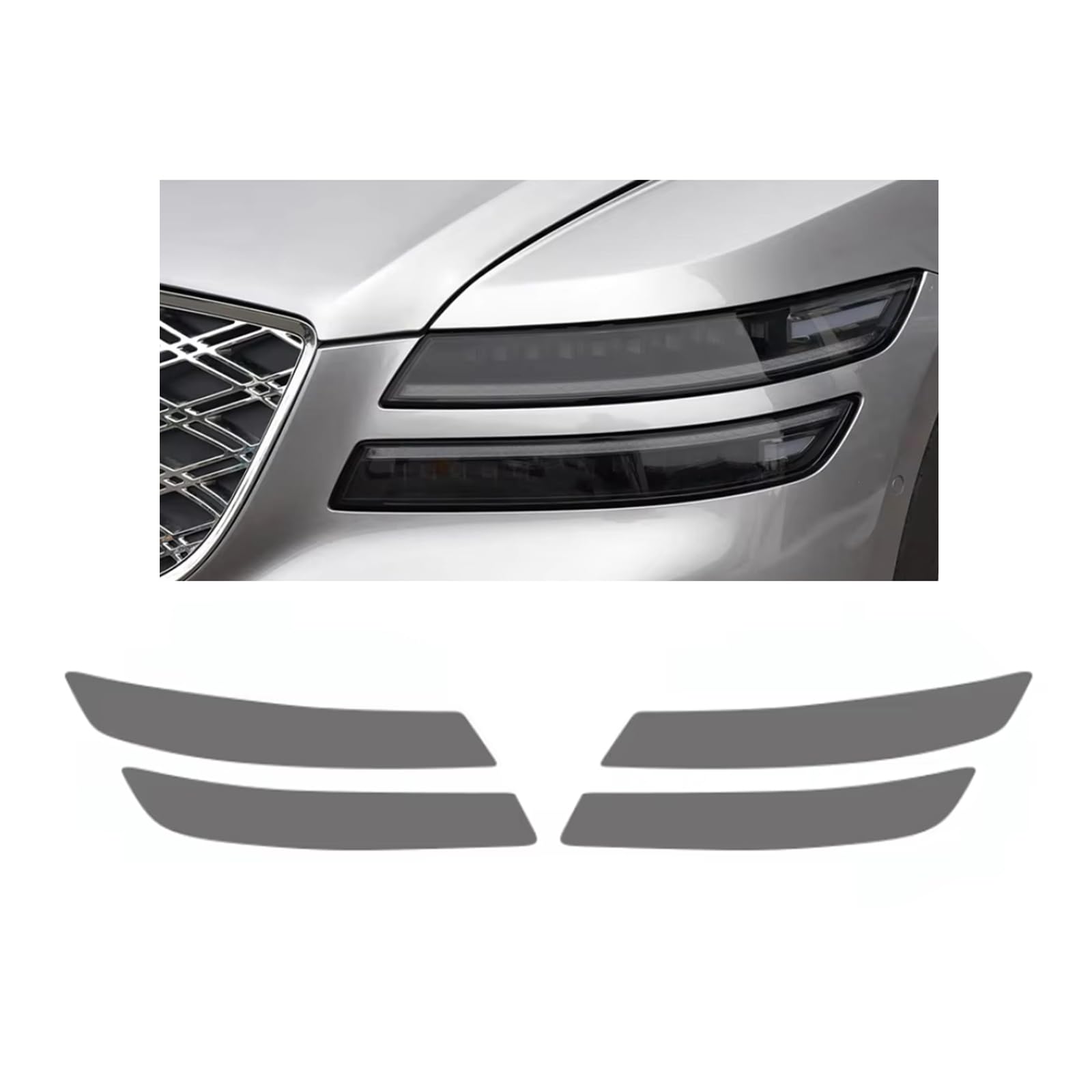 Headlight Film for Genesis G80 2025-2026, 1Set Transparent/Smoke Black Car Headlight TPU Protective Film