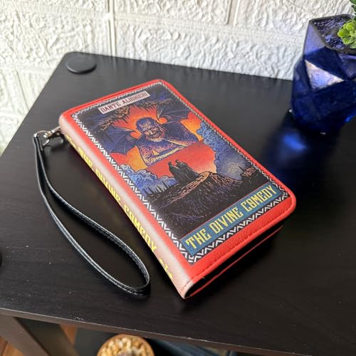 Image of Women's Bifold Wallet Divine Comedy Book Wristlet, Orange 7 Inch