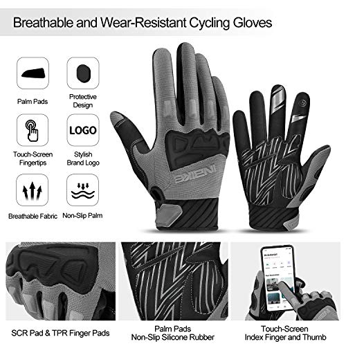 INBIKE luvas de mountain bike para homens, proteção de junta acolchoada, luvas de ciclismo respiráve