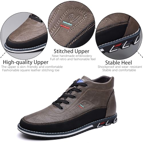 Men's Leather Lace Up Chukka Ankle Boots Casual Comfortable Round Toe Anti-slip Flat Oxford Booties for Office Driving Walking Sports Boots2