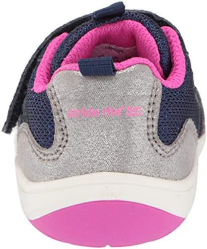 Stride Rite girls Carson Athletic Running Shoe, Navy/Pink, 3 infant | Image 2