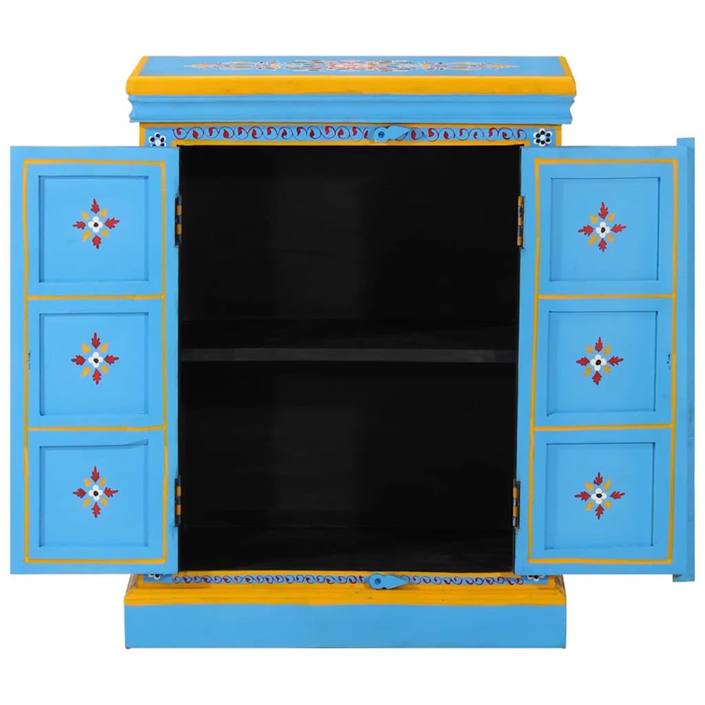 Credenza in legno massiccio di mango dipinta a mano, comò