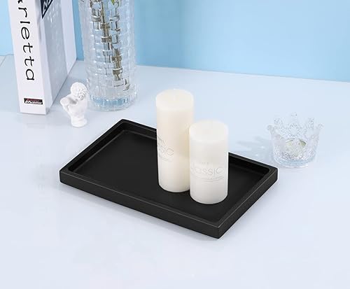 Miniatura 3 de Emibele Bandeja negra para baño, bandeja de resina para encimera, bandeja de almacenamiento de joyas, bandeja de tocador de cocina, inodoro, bandeja
