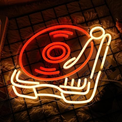 LMSIGNLY Record Player Neon Sign Retro Red Warm Music Record Neon Light Neon Signs Live Music Neon Light Sign for Bedroom Beer Bar Decoration - Image 2
