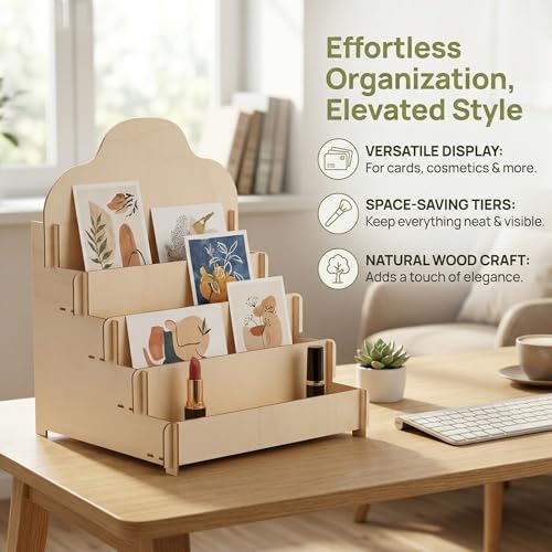 Expositor de madera beige minkissy para uso versátil en mostradores y exhibiciones 4