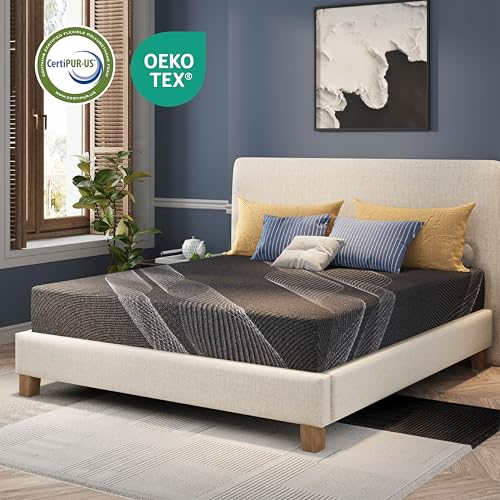 Image of Bamboo-Charcoal Cal King Memory Foam Mattress 8 Inch, Liquid Gel Mattress for Cool Sleep and Relieve Pressure, Bed in a Box, Made in USA CertiPUR-US Certified, 72 inchx84 inchx6 inch, Black