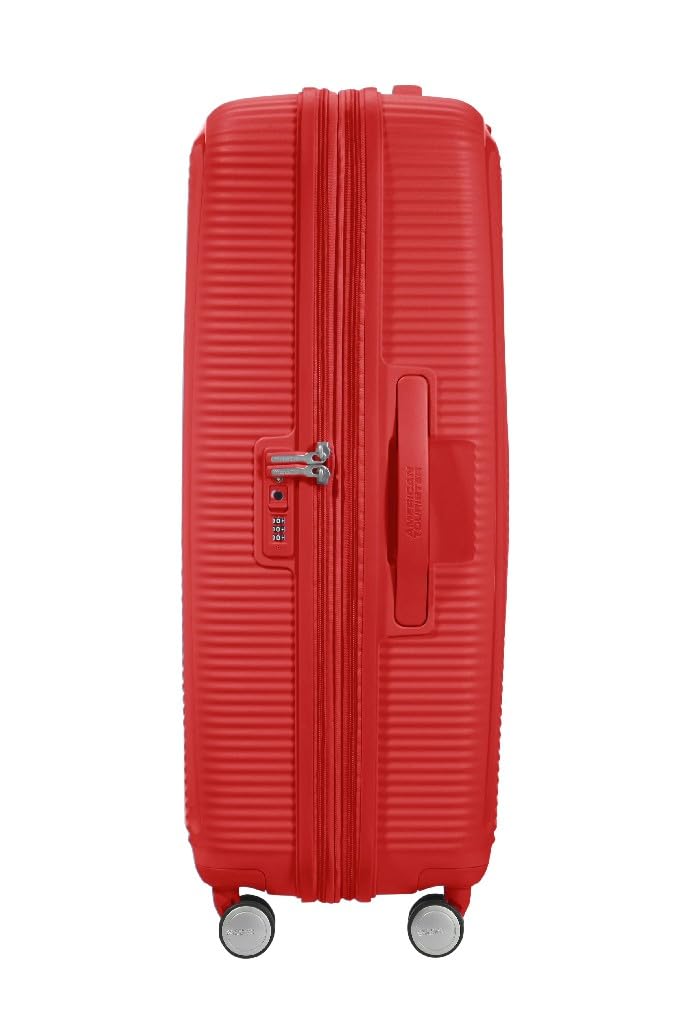 American Tourister Soundbox - Spinner L Advanced Suitcase, 77 cm, 97/110 L, Rosso (Coral Red)