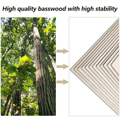36 Pack Basswood Sheets 1/8 inch, 3mm Basswood for Laser Cutting, 12 x 12 inch Wood Slabs for Crafts, DIY Architectural Models Making, Wood Engraving, Staining - Image 4