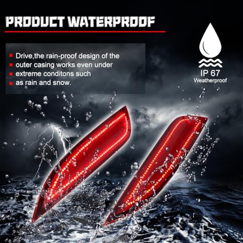 Image of for 2015 2016 2017 2018 Ford Focus Hatchback Rear Fog Bumper Reflector Brake Tail Sequential Turn Signal Lights Smoked Lens LED Lamp FO1185110, FO1184110