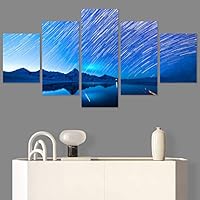 SIGNWIN 5 Panel Canvas Wall Art Aerial Astronomy & Space Expressive Global Moon Multicolor Photography Realism Warm for Home Decorations Ready to Hang - 60