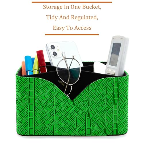 Porte-stylos rectangulaire vert à motif géométrique pour bureau - 3