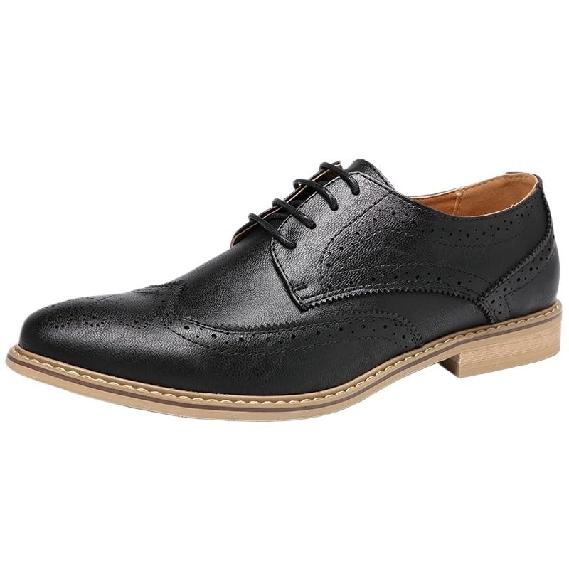 Retro Plain Toe Business Casual Formal Shoes Classic Lace-up Formal Tuxedo Shoes Mens Dress Shoes Oxfords Dress Shoes for Men
