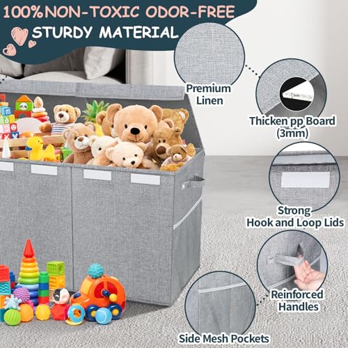 Image of Extra Large Toy Box with Lids, Collapsible Storage Bin, 38 inchx16 inchx14 inch,Gray