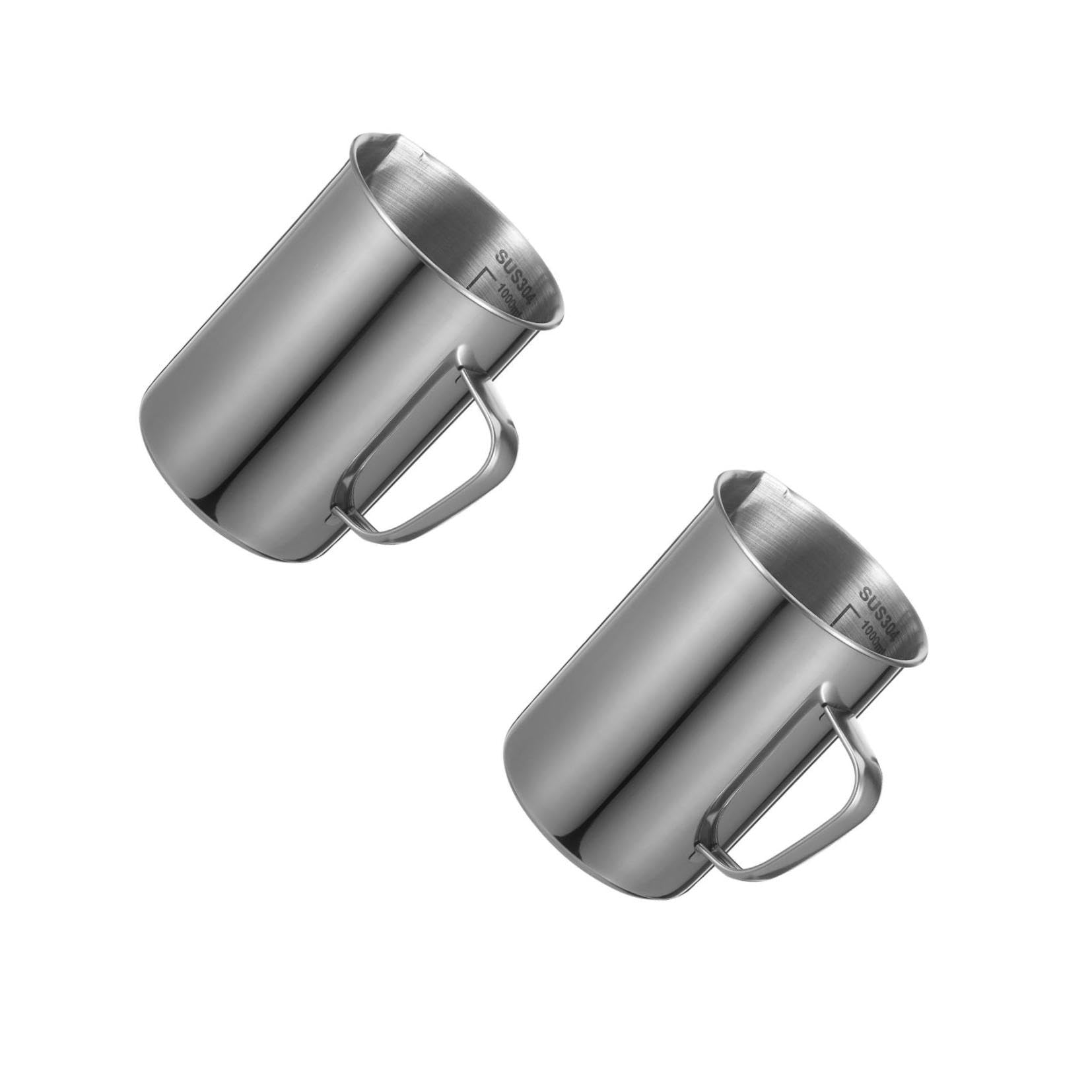 Alipis 2piezas Taza Medidora Inoxidable Graduada Vaso De Para Cocinas y Restaurantes Herramienta De Medición Precisa y Reusable