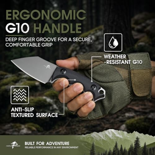 Image of Purple Dragon EDC Fixed Blade Knife with Rotatable Sheath,D2 Survival Knife