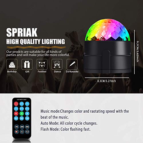 Sound Activated Party Light, Spriak Disco Light Disco Ball - Remote Control, 7 Modes - Best Dj Dance Lamp Strobe Lights For Birthday Xmas Festival Parties, Stage Bar Club Room House Karaoke Wedding #TOP3