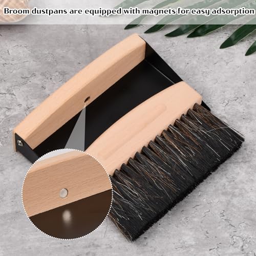 Tischbesen und Kehrschaufel Set Tragbare Magnetische Tischbürste aus Holz Kleines Tischbürsten Reinigungsset zum Reinigen von Tischen, Staub und Schmutz – Bild 4