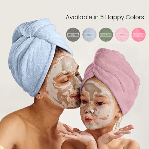Image of Mush Bamboo Hair Towel Wrap | Absorbent Towel Hair-Drying | Hair Care Combo | Super Quick-Drying| Adjustable Buttons to Wrap Around Hair 500 GSM (Baby Pink)