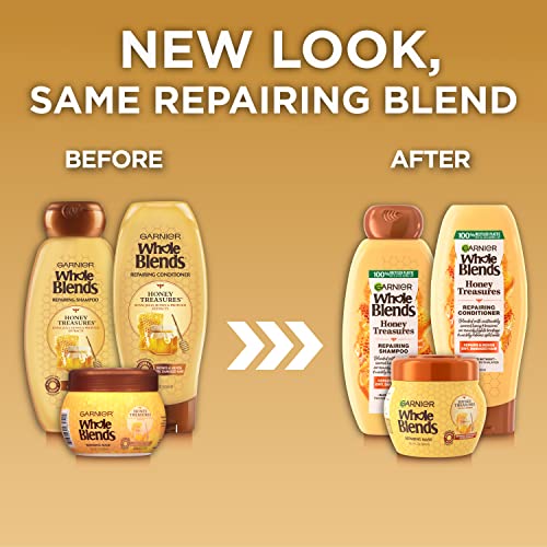 Garnier Whole Blends Honey Treasures Repairing Shampoo, Conditioner + Hair Mask Set For Dry, Damaged Hair (3 Items), 1 Kit (Packaging May Vary) #TOP1