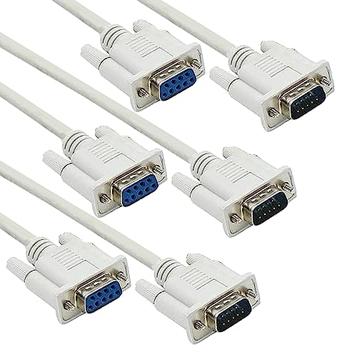 Dafurui 3Pack 8.2Ft/2.5M Rs232 Cable White Db9 Rs232 Male To Female Serial Cable Straight Through Adapter Wire For Connect Various Serial Interface Devices #TOP12