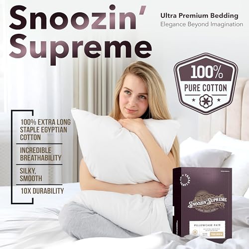 Image of TEXAS LINEN CO. 100% Egyptian Cotton Pillowcases King Size - 2000 Series Luxury Cotton Pillow Case Set of 2, Soft Cooling Breathable, Envelope Closure Hotel Quality Pillowcase (21 x 41, White)