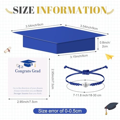 Tondiamo 12 Sets Graduation Compass Bracelets with Card Gift Boxes, Class of 2025 Graduation Gift for College Senior Masters2