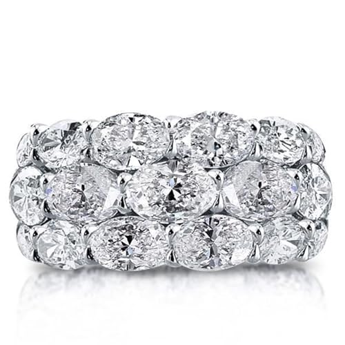 Fashion Jewelry 925 Sterling Silver Plated Cubic Zirconia 3 Rows CZ Wedding Band Ring for Women