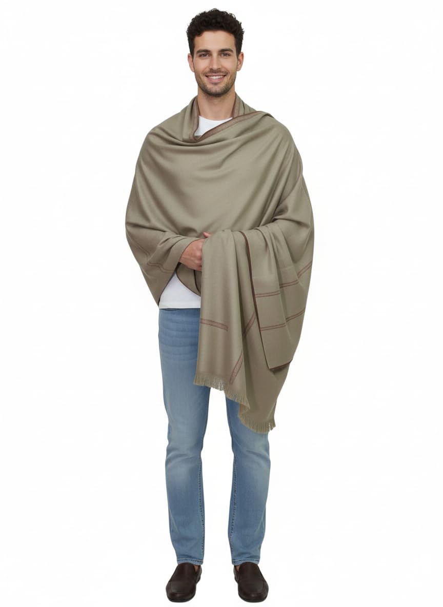 KAVIM Grey Wool Self Design Men's Shawl KA-SWL-44-picture-16