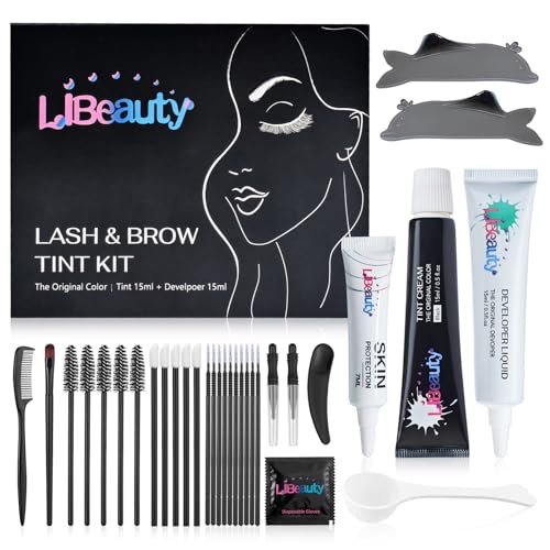 Kit Tinte Pestañas y Tinte Cejas – Incluye Tinte Pestañas Negro y Tinte de Cejas Negro con Parches de Ojos Reutilizables, Fácil Aplicación en Casa