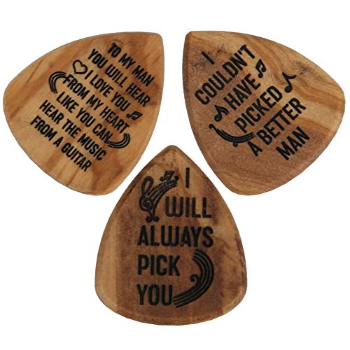 Bnineteenteam Guitar Picks Case Plectrum Box With 3 Pcs Guitar Pick,Wood Guitar Pick Box For Guitar Picks Storage #TOP3