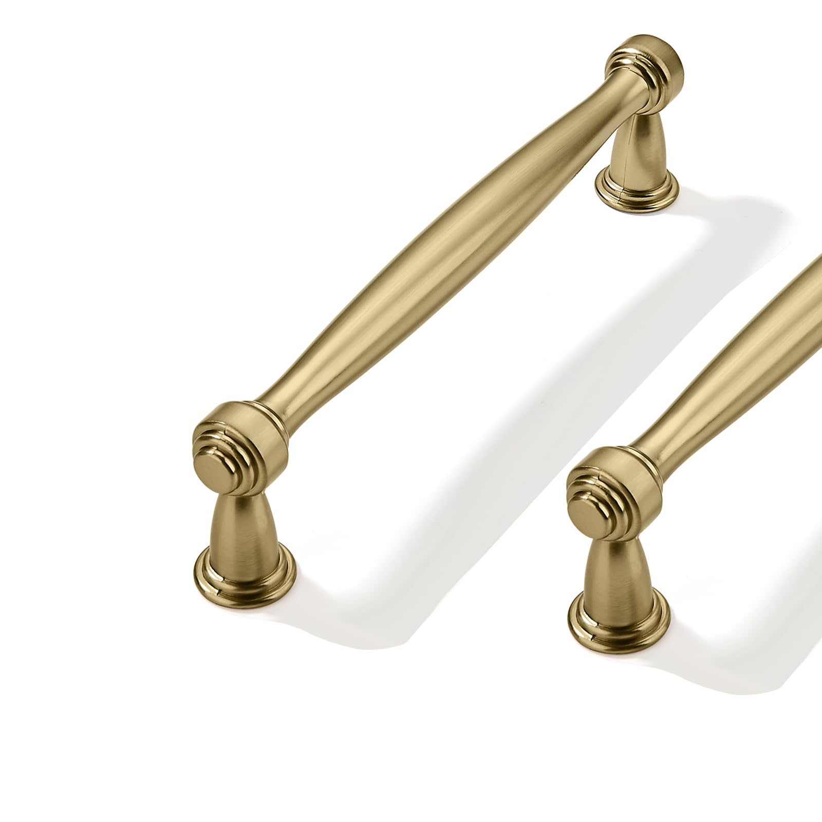 CABDM 10 Pack 5inch(128mm) Center to Center Champagne Bronze Cabinet Pulls Champagne Brass Handles for Cabinets Cupboard Solid Heavy Duty Drawer Handles Dressers Kitchens bedrooms