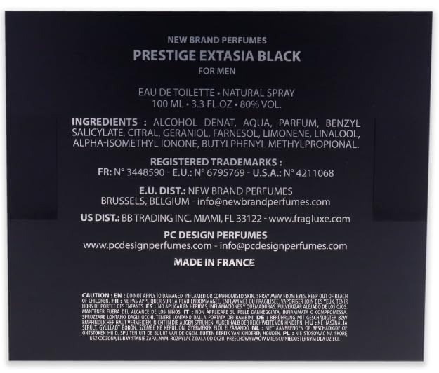 Ex tasia Black for Men Eau de Toilette Spray - 3.3 FL. OZ