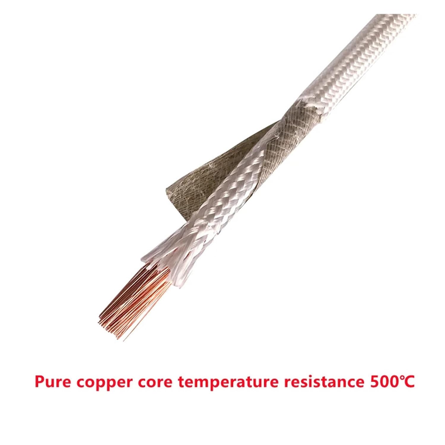 High Temperature Mica Braided Wire, Electromagnetic Heating Wire Ni Plated Copper High Temp Resistant 100M 6-20 AWG 500-1000C(13AWG 2.5mm)