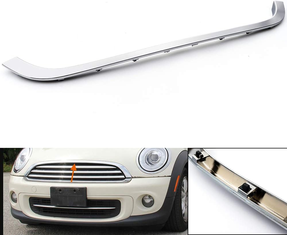 GRAND ORANGE Chrome Grille Hood Molding Trim Moulding Compatible with Mini Cooper R55 R56 R58 R59 2009-2015 Grille Hood Trim Moulding 09-15 Mini Cooper (Chrome)