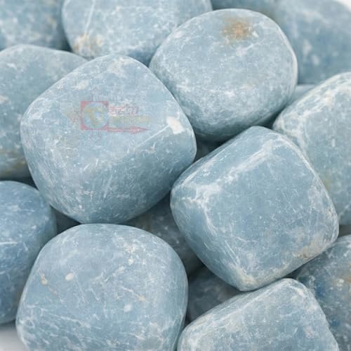 Image of Crystal Angelite Tumble Stone | 50gm Tumbled Gemstones | Reiki Healing Stones | Home Decor Pebbles | Aquarium Gravel | Garden & Table Decor